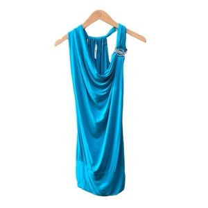 GILLI Sleeveless Teal With Silver Tone Accent Top